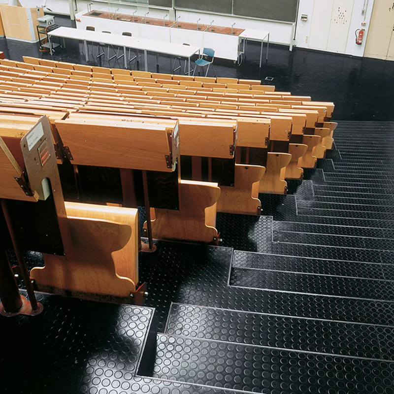 Suelo de Goma Círculos Negro | 1x15m 3mm | Alto tránsito | Taller | Almacén | Industrias